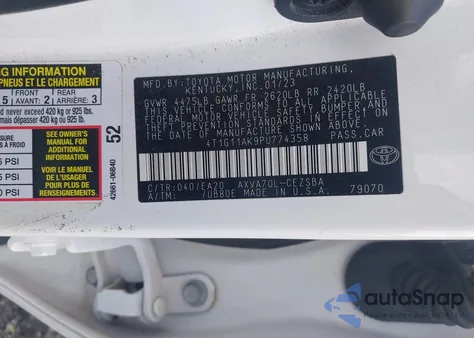 2023 Toyota Camry Se from USA, damaged, VIN 4T1G11AK9PU774358